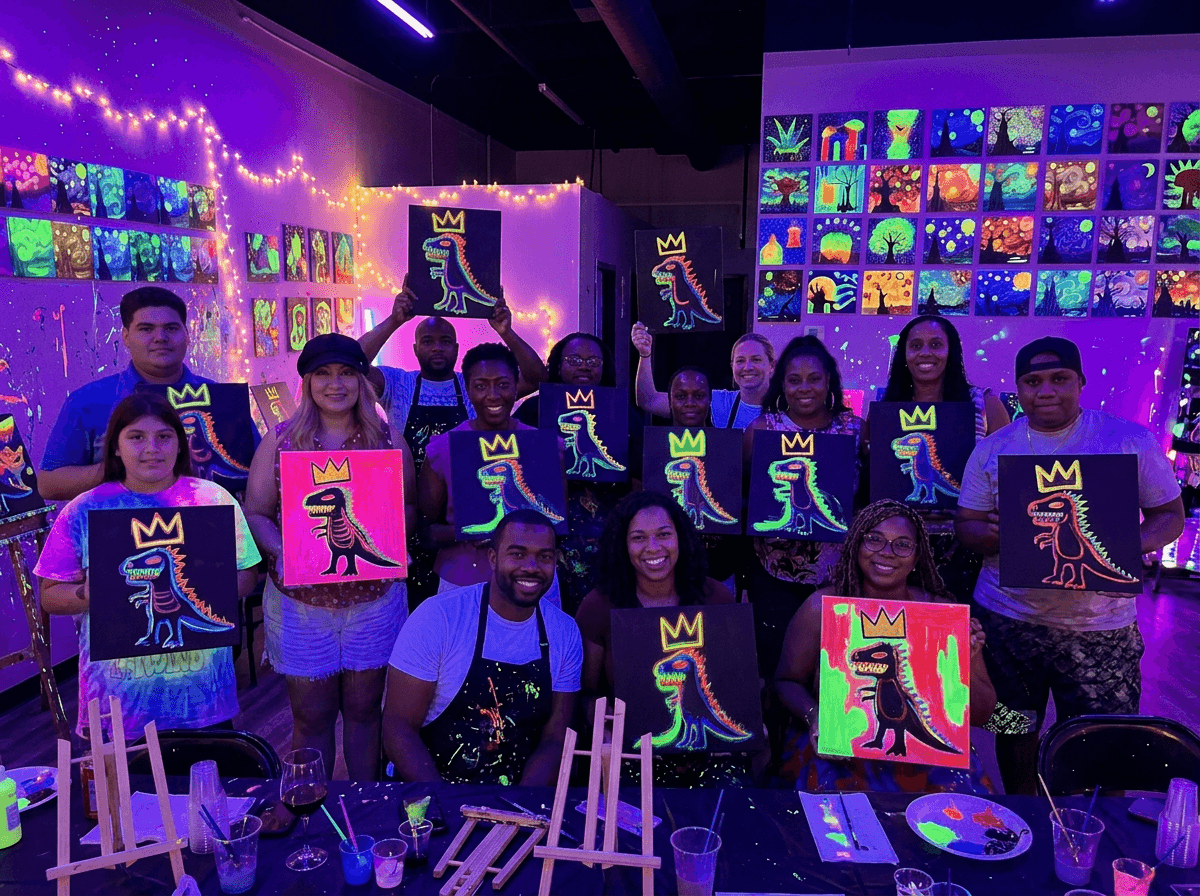 Neon Dinosaur Sip & Paint